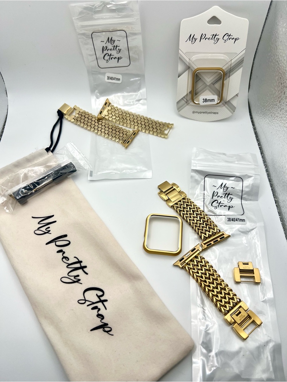 My Pretty Strap Gold Mesh Apple Watch Band Bundle (38/40/41mm)